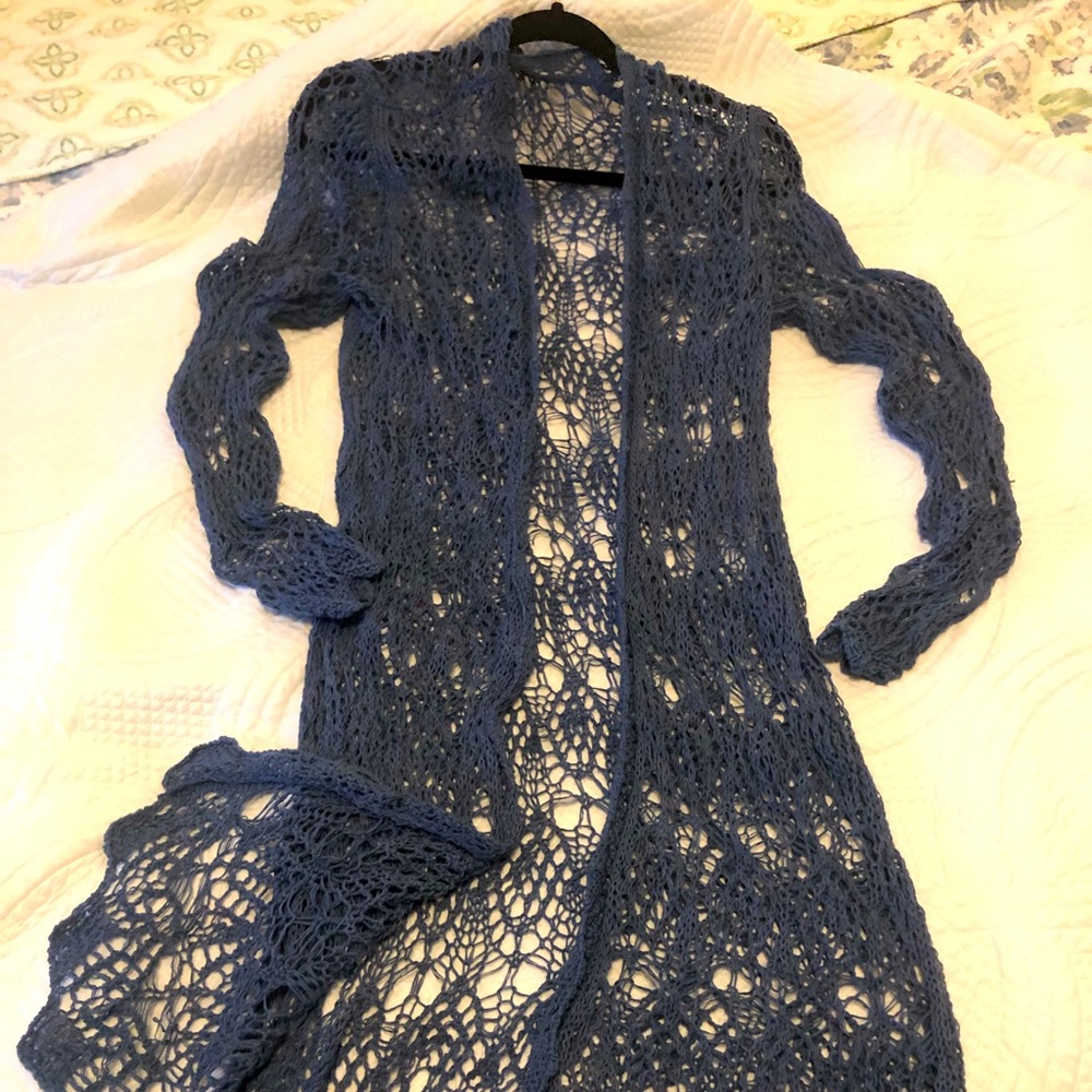 COPY - Beautiful Blue crochet sweater one size fits all